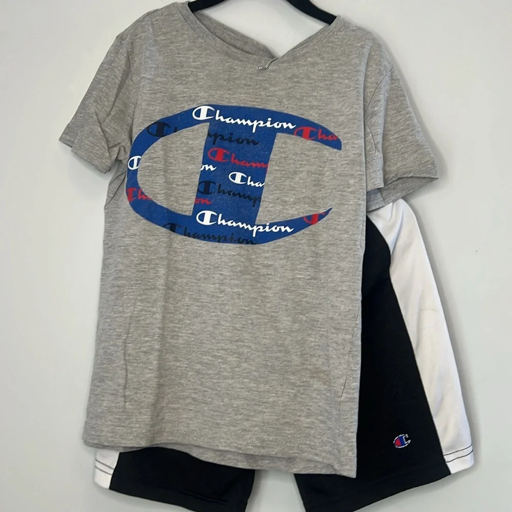Champion Kids Black White & Gray Matching Set T-shirt & Shorts‎ Boys Size 6